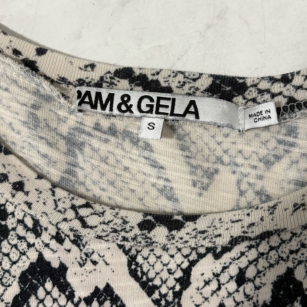 Pam & Gela Black White Snake Print Mini Shirt Dress Size Small Party Summer - Picture 4 of 5